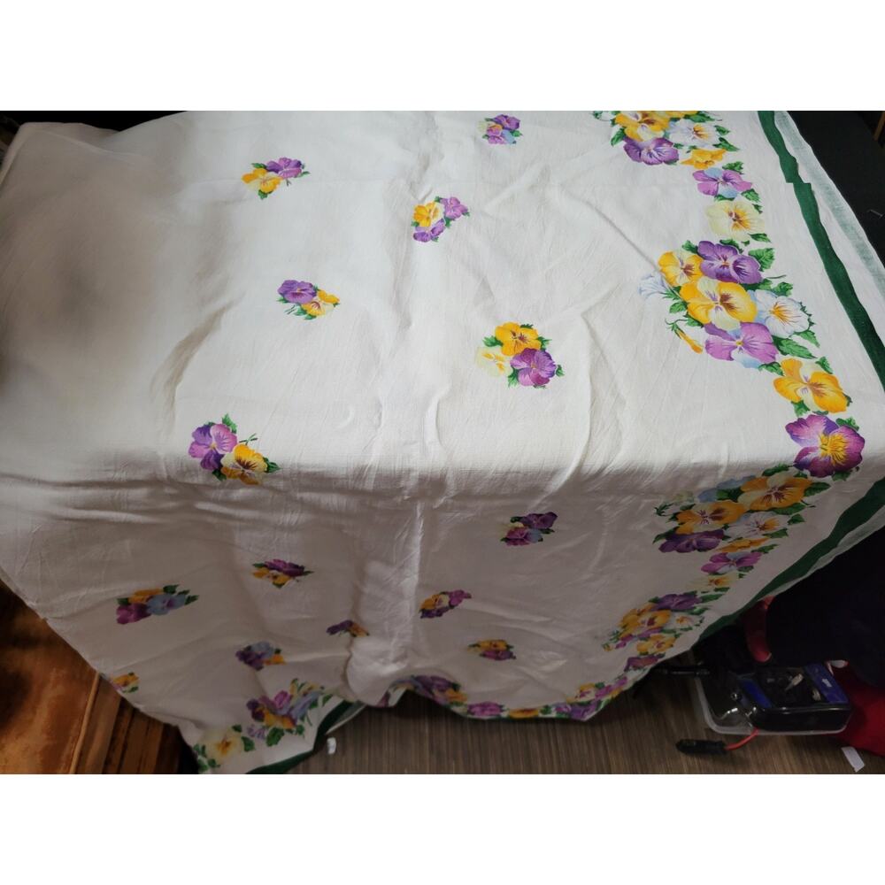 Vintage Peony Floral Tablecloth Cover W Napkins Linens Retro Antique - Picture 6 of 8
